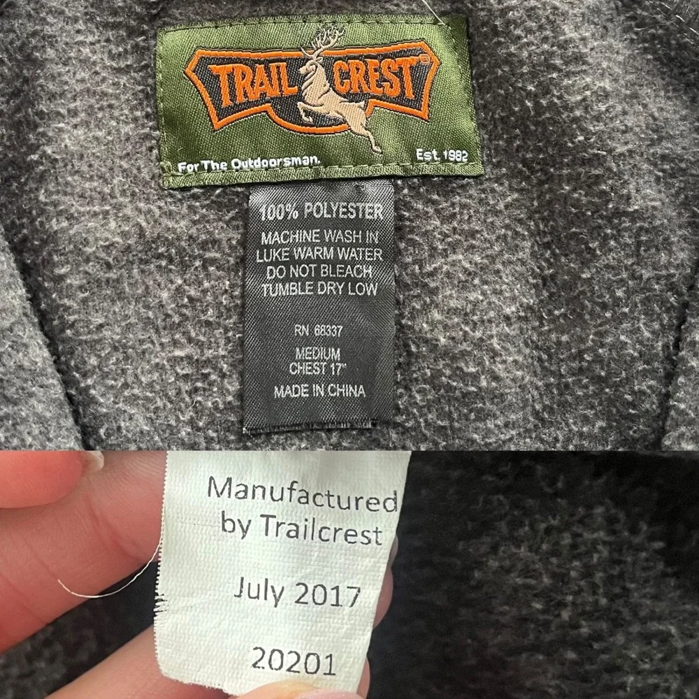 Trail Crest Kid M Charcoal Heather Gray Fleece Full Zip Outdoor Adventure Jacket